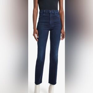 MOTHER The Hustler Ankle Fray Howling at The Moon Straight Leg Dark Blue Size 32